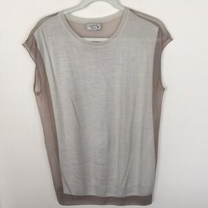 Lanvin Cream Tank Top with Taupe Side Panels